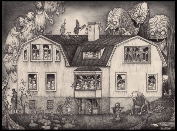 Рисованный страшный дом