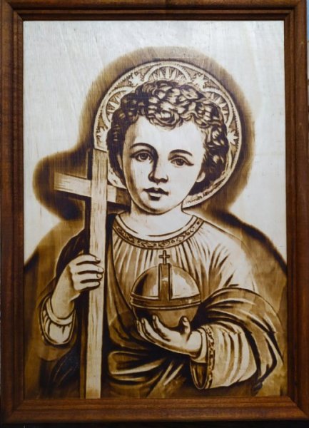 Икона Богородицы выжигателем