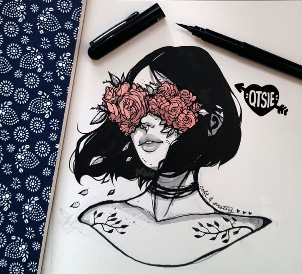 Арты ручкой для скетчбука