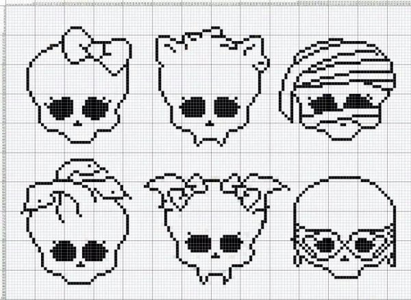 Рисунки по клеточкам череп