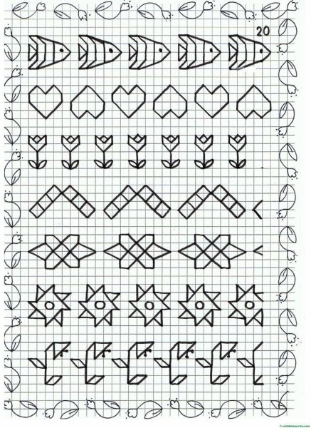 Узоры в клеточку в тетради