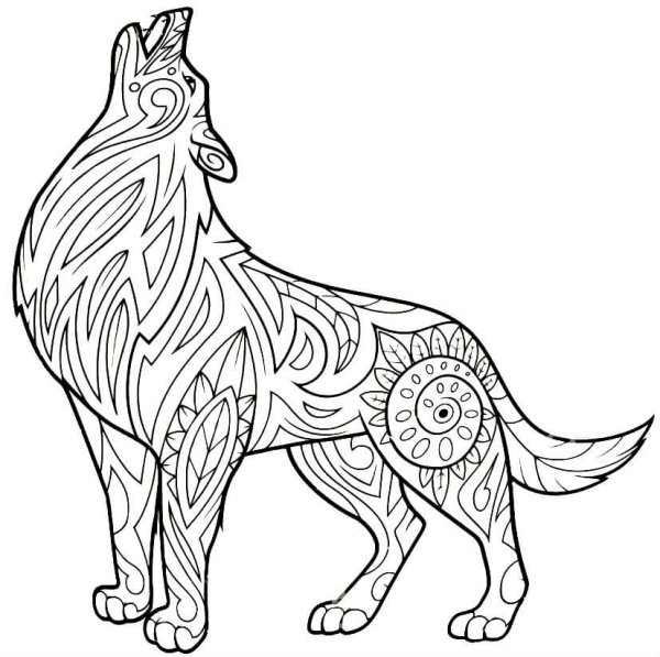 Раскраска антистресс животные волки