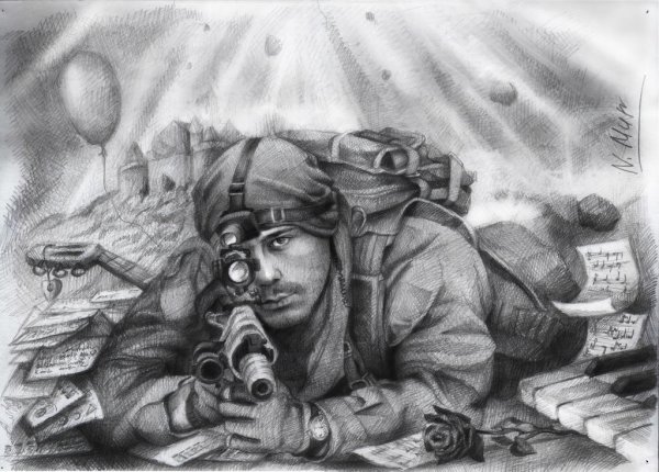 Война рисунок карандашом