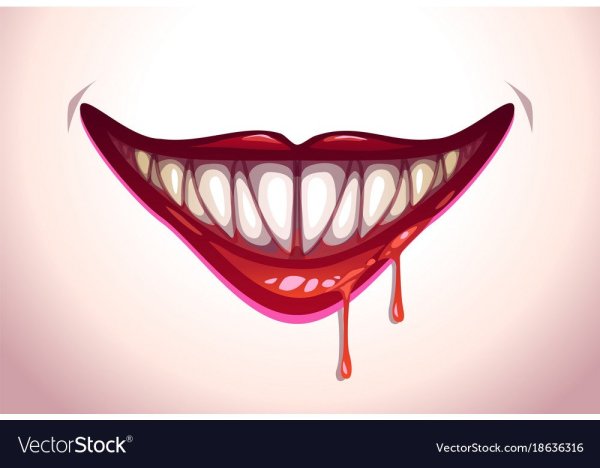 Улыбающийся рот с клыками