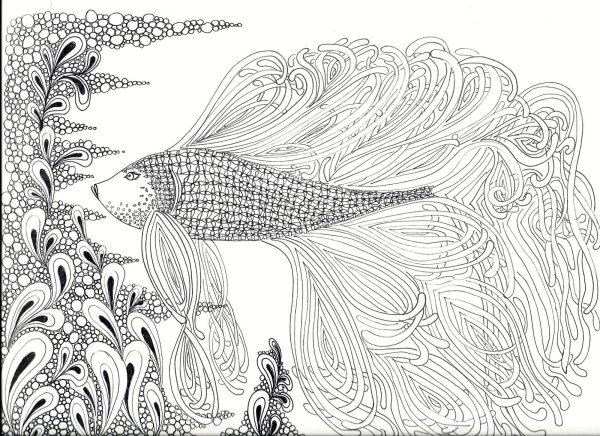 Сложные раскраски сложные рыбы