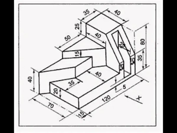 Деталь в аксонометрической проекции Инженерная Графика