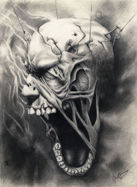 Череп рисунок карандашом