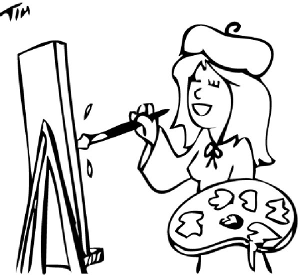 Раскраска девочка художник