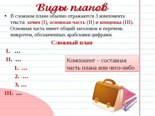 Как составлять сложный план по русскому языку 7 класс