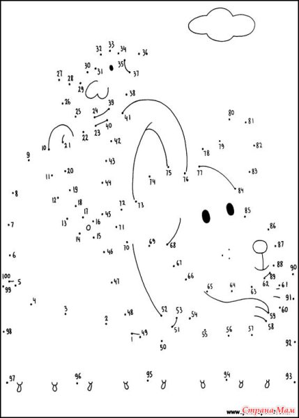 Соединить точки по цифрам сложные до 100
