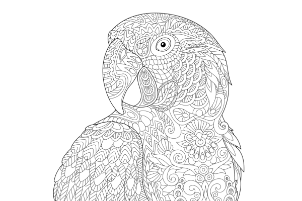 Раскраска антистресс попугай
