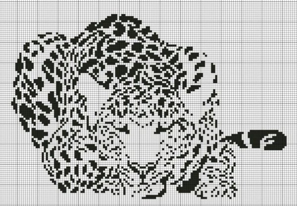 Схема вышивки монохром животные
