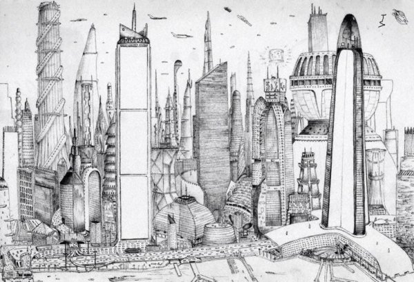 Город будущего карандашом