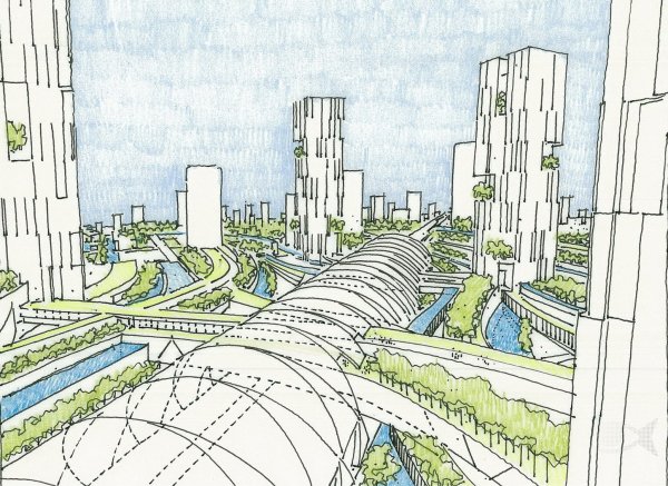 Эскиз современного города