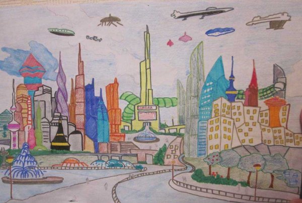 Город будущего рисунок