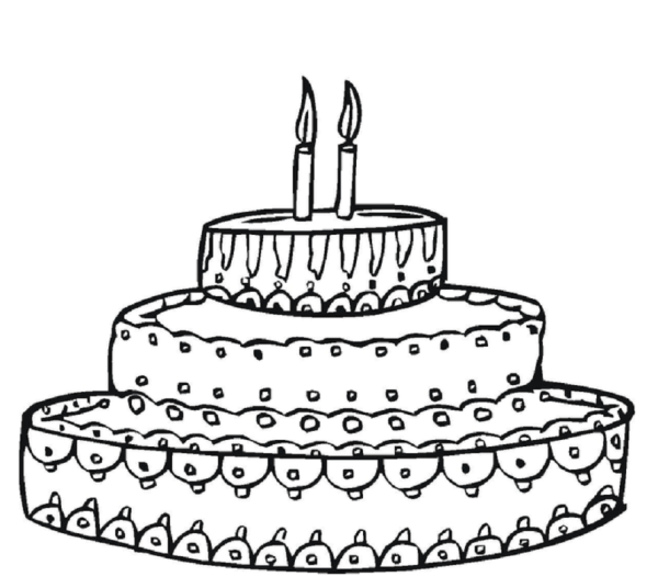 Раскраска торт на день рождения