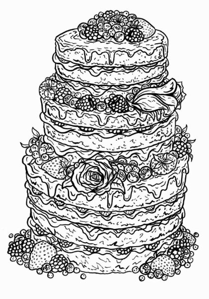 Раскраска торт красивый