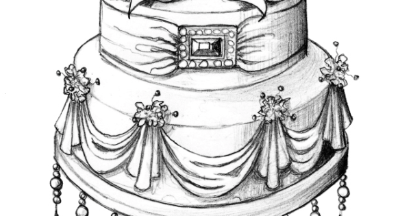 Торт рисунок карандашом красивый