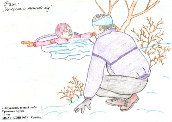 Рисование на тему тонкий лед