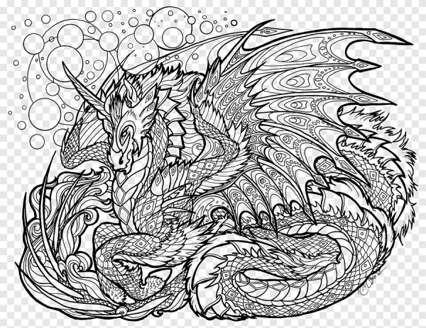 Раскраска антистресс дракон
