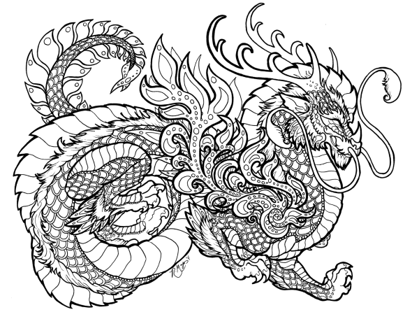 Китайский дракон раскраска