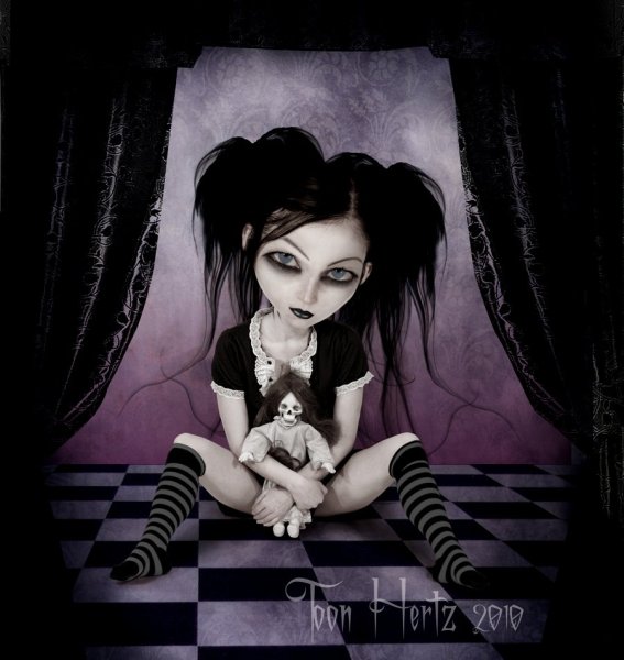 Девушка с черепом арт