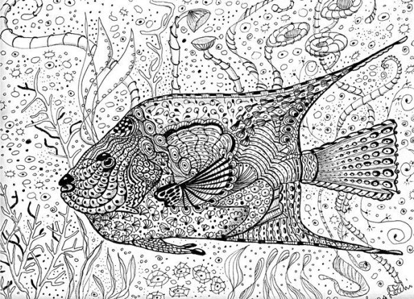Раскраска антистресс рыбы