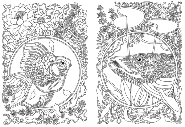 Раскраски антистресс рыбки