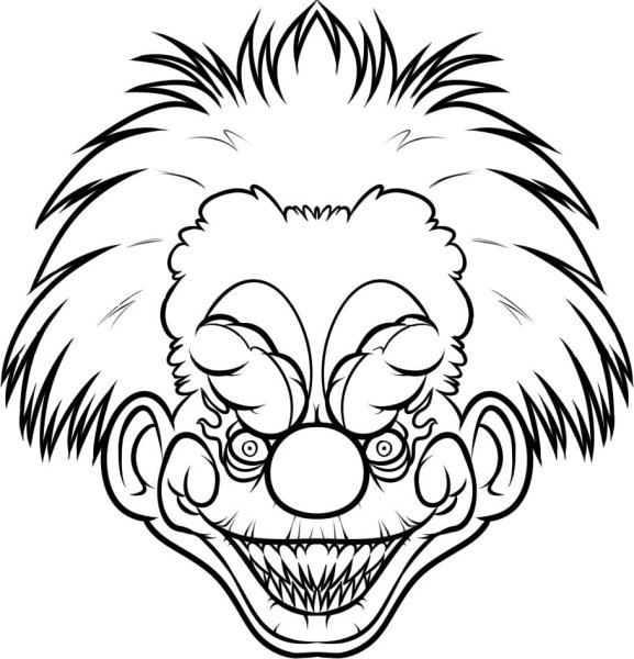 Раскраска злой клоун