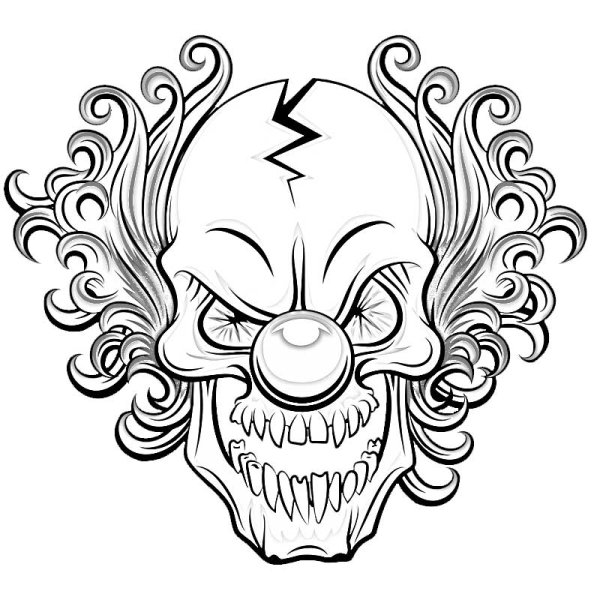 Страшный клоун раскраска