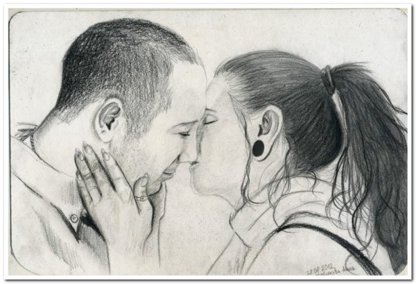 Рисунок влюбленных карандашом