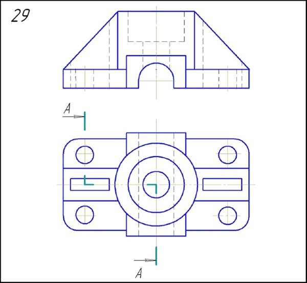Сечение детали на чертеже Инженерная Графика