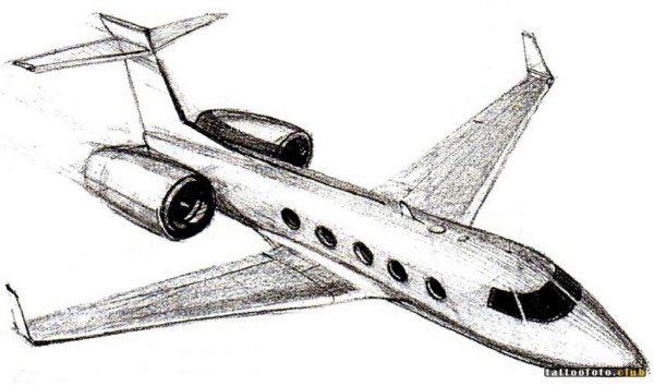 Самолёт рисунок карандашом