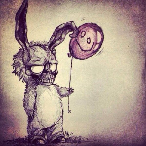 Криповый эскиз тату кролик