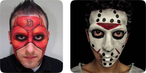 Грим скелета на лице легкий