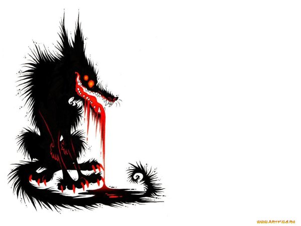 Мифические существа волк с черепом