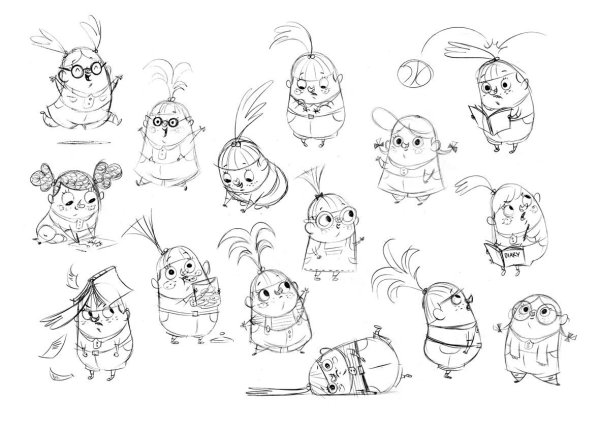 Эскизы персонажей мультфильмов