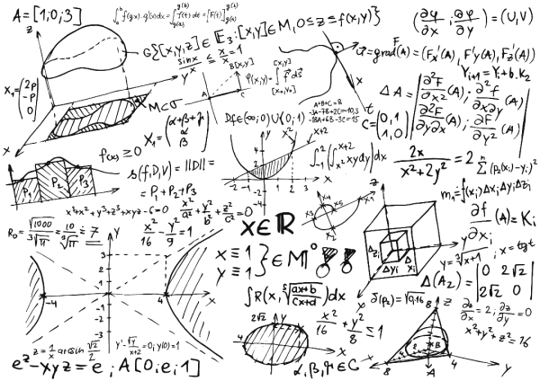 Математические вычисления на белом фоне