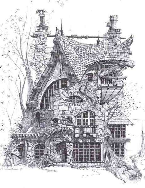 Домик для срисовки карандашом