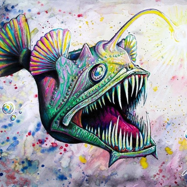 Глубоководная рыба удильщик арт