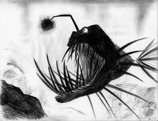 Страшные рыбы эскизы