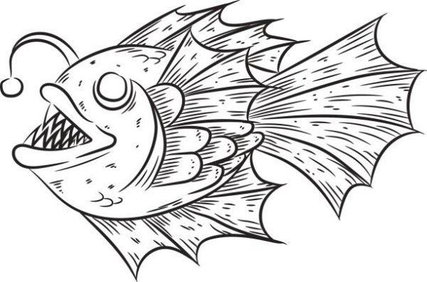 Глубоководный удильщик раскраска