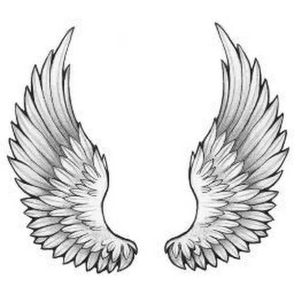 Эскизы тату Крылья на шее