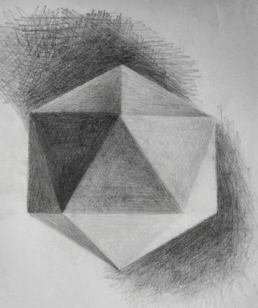 Объемный треугольник карандашом