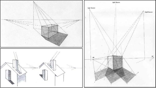 Перспектива. Построение тени от предмета