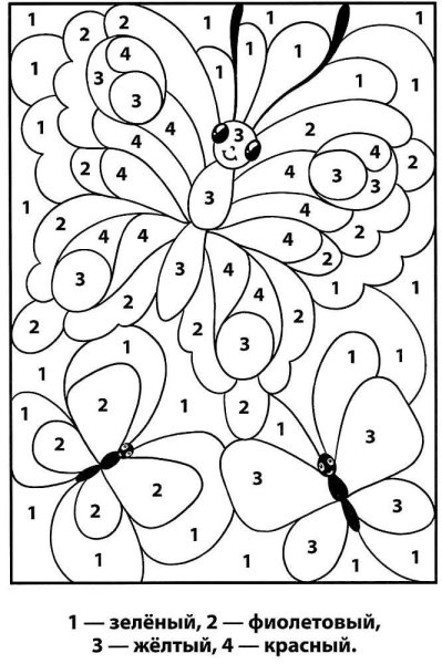 Задание раскрасить по цифрам для дошкольников