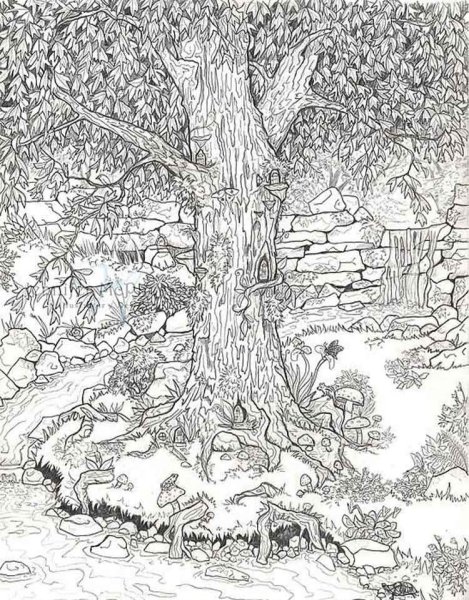 Раскраска антистресс дерево