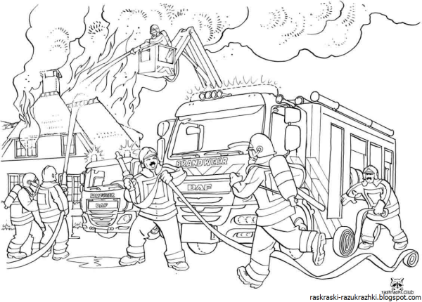 Раскраска пожарный для детей