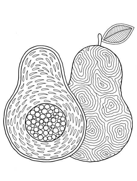 Раскраска антистресс авокадо