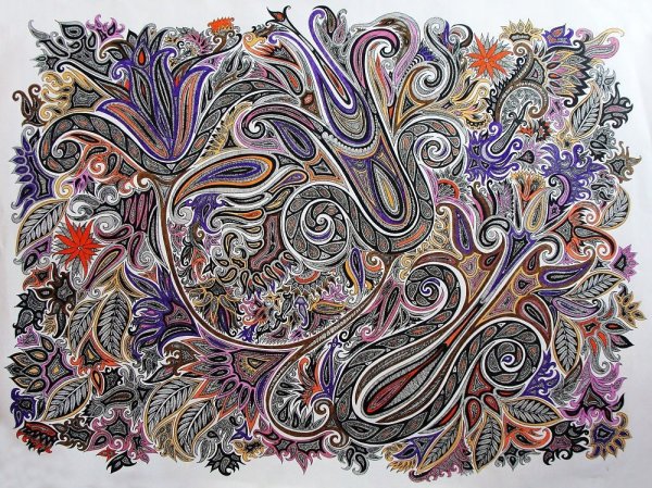 Сложный орнамент цветной